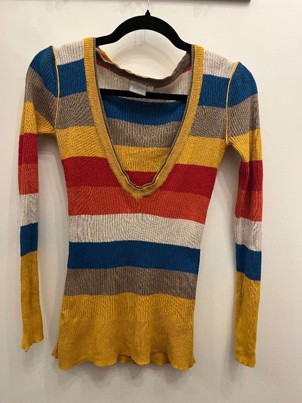 Colourful Striped Knit Sweater Y2K Style
